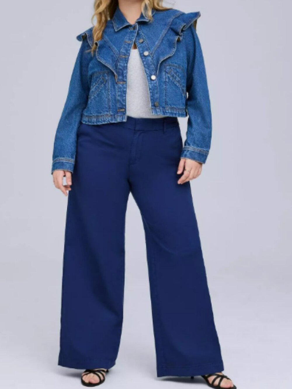 Torrid Belle Isle High-Rise Wide Leg Trouser, Navy Blue, Size 16
